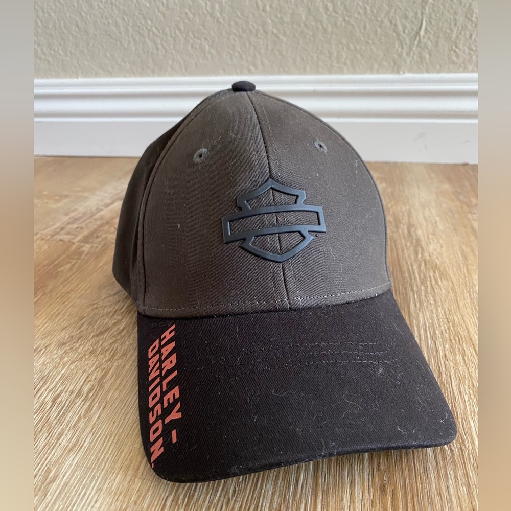 Harley Davidson Men's Shield Stretch-Fit Baseball Cap Black Sz Large EUC